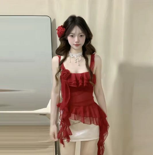 Scarlet Rose Ruffle Top – For the Romantic Main Character
