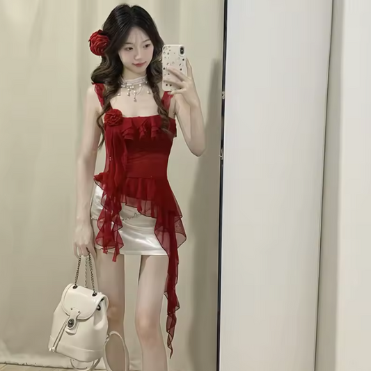 Scarlet Rose Ruffle Top – For the Romantic Main Character