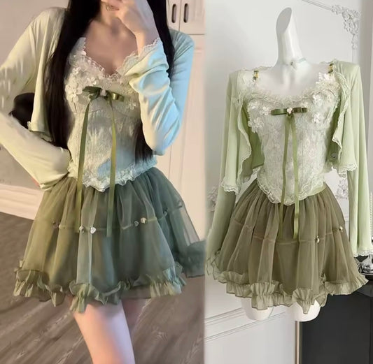Moss Belle 3-Piece Set – Fairycore Elegance in Bloom